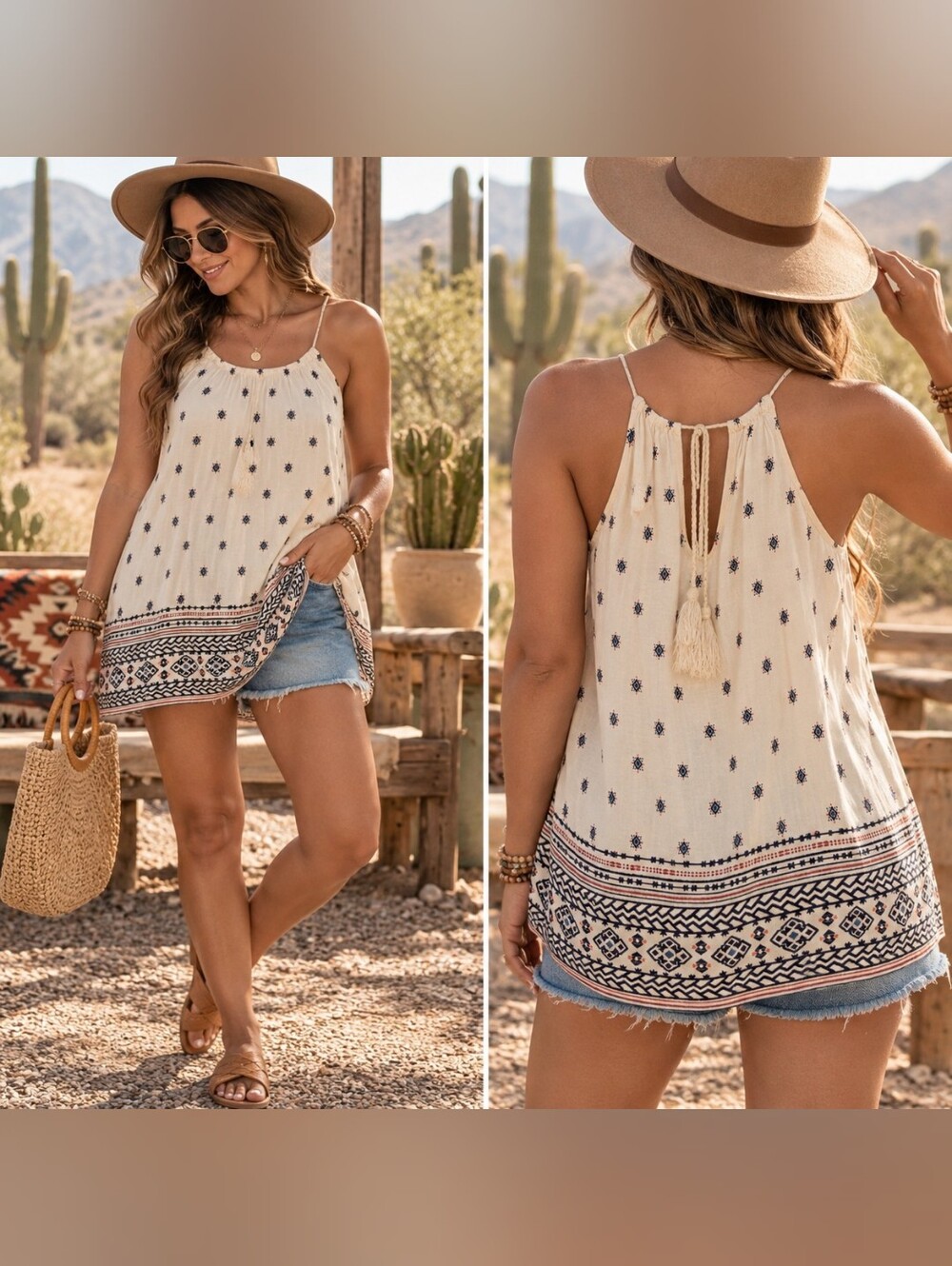 Old Navy Boho Geo Print Swing Tank Top — Size Large